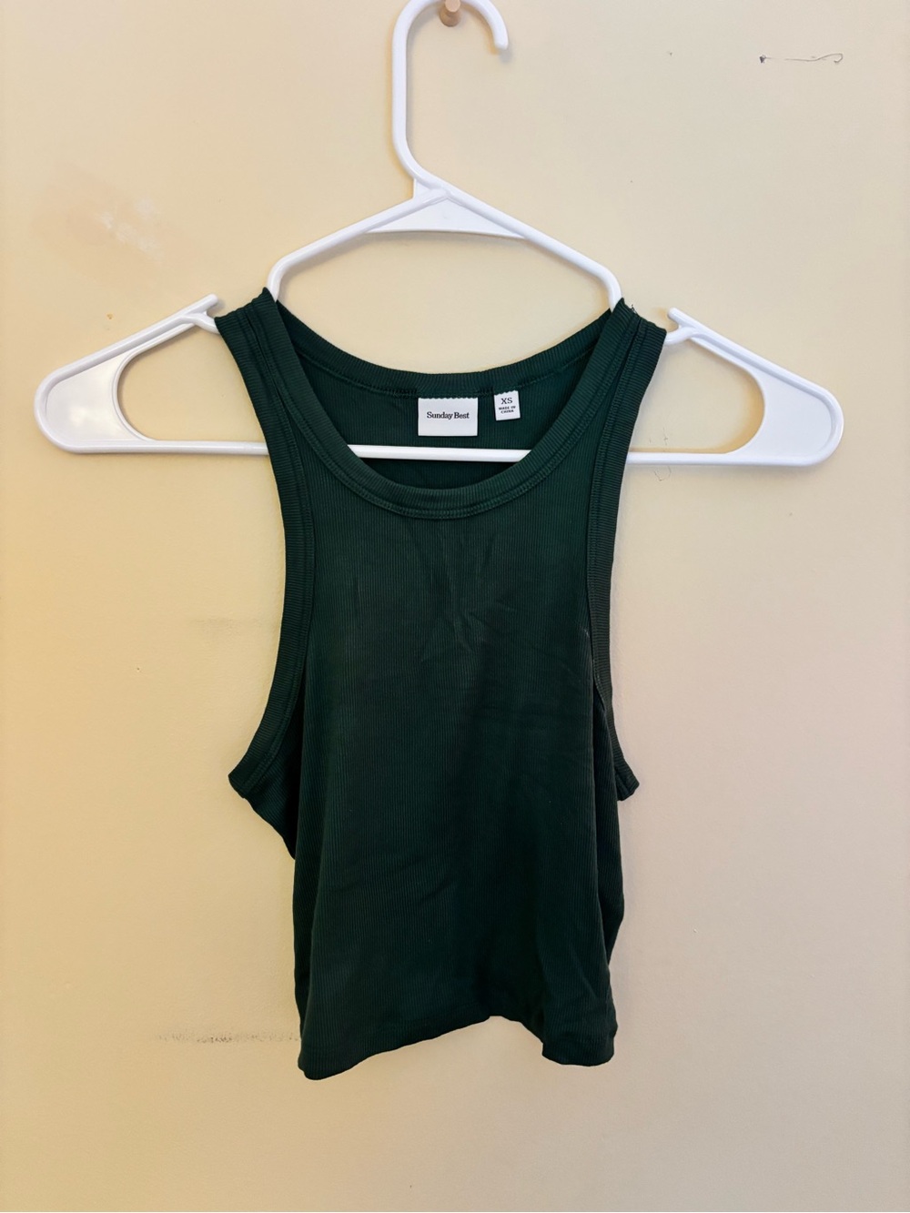 Aritzia Dark Green Ribbed Racerback Tank